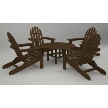Poly-Wood Classic Adirondack 5-Pc. Conversation Group in Teak