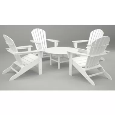 Poly-Wood South Beach Adirondack 5-Pc. Conversation Group in White