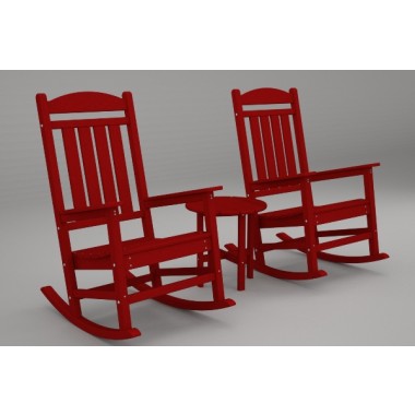 Poly-Wood Presidential 3-Pc. Rocker Set in Sunset Red
