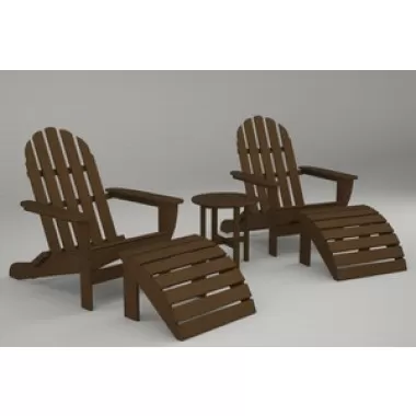 Poly-Wood Curved Back Adirondack Set in Teak