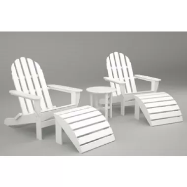 Poly-Wood Curved Back Adirondack Set in White