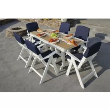 POLYWOOD¨ Nautical 7-Piece Dining Set with Slipcushions