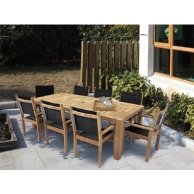 Royal Teak Captiva Sling Stacking Chair in Gray and White