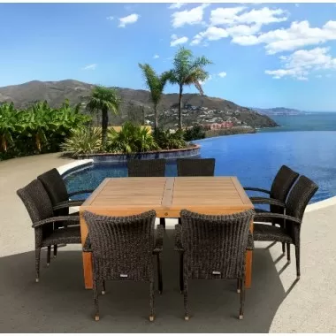 International Home Miami Amazonia Teak Versailles 9 pc Teak Square Dining Set
