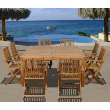 International Home Miami Amazonia Teak Dubai 9 pc Teak Square Dining Set