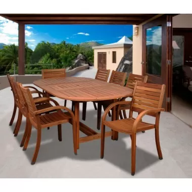 International Home Miami Amazonia Arizona 9 pc Eucalyptus Oval Dining Set