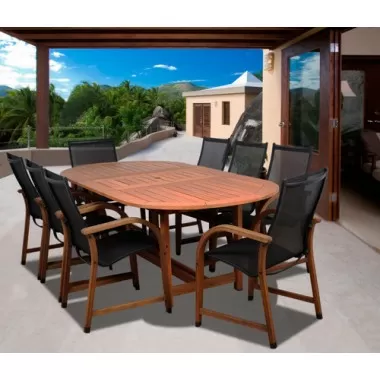International Home Miami Amazonia Bahamas 9 Pc Eucalyptus Oval Dining Set