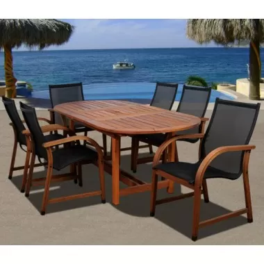 International Home Miami Amazonia Bahamas 7 Pc Eucalyptus Oval Dining Set