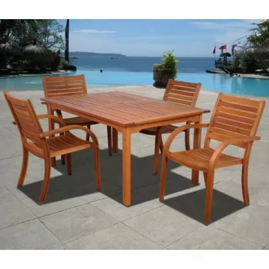 International Home Miami Amazonia Arizona 5 pc Eucalyptus Rectangular Dining Set