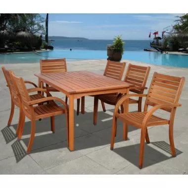 International Home Miami Amazonia Arizona 7 pc Eucalyptus Rectangular Dining Set