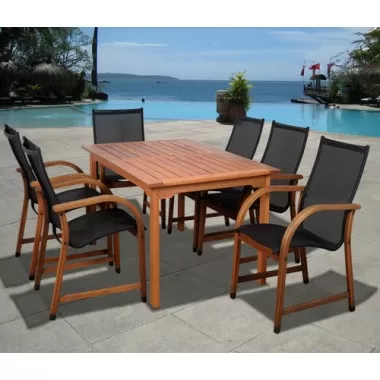 International Home Miami Amazonia Bahamas 7 Pc Eucalyptus Rectangular Dining Set