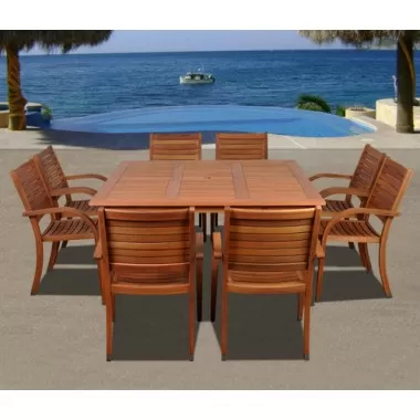 International Home Miami Amazonia Arizona 9 pc Eucalyptus Square Dining Set
