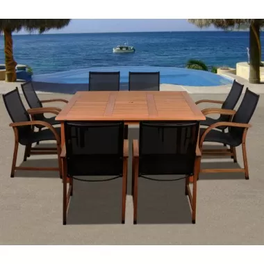 International Home Miami Amazonia Bahamas 9 Pc Eucalyptus Square Dining Set