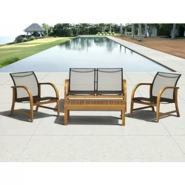 International Home Miami Amazonia Manhattan Eucalyptus 4 piece Patio Deep Seating Set