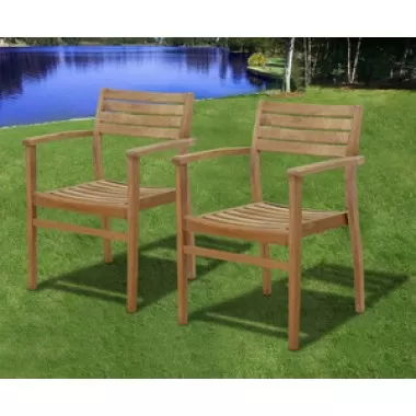 International Home Miami Amazonia Teak Coventry Teak Stacking Chairs