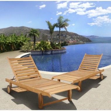 International Home Miami Amazonia Teak Cairo 2 pc Teak Loungers