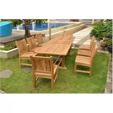 Anderson Teak Sahara 9-Piece Dining Chair and Bahama 94" Rectangular Extension Outdoor Dining Set