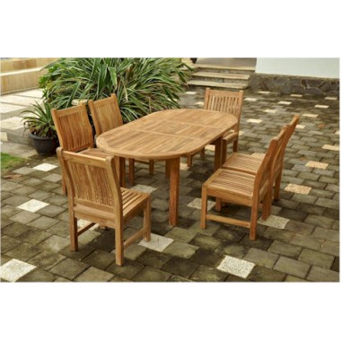 Anderson Teak Sahara 7-Piece Dining Chair and Bahama Oval 79" Exension Outdoor Dining Set