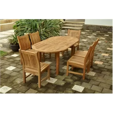 Anderson Teak Sahara 7-Piece Dining Chair and Bahama Oval 79" Exension Outdoor Dining Set 1