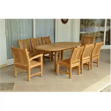 Anderson Teak Sahara 7-Piece Chairs and Bahama Oval 79" Ext. Outdoor Dining Set 1