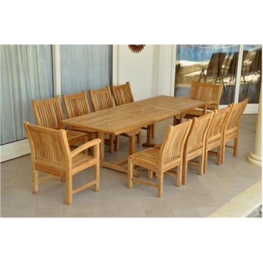 Anderson Teak Sahara 11-Piece Chairs and Bahama 94" Rectangular Ext. Outdoor Dining Set