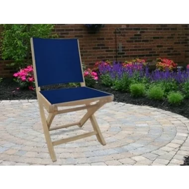 Royal Teak SailMate Folding Chair Navy Sling - Armless