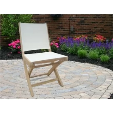 Royal Teak SailMate Folding Chair White Sling - Armless