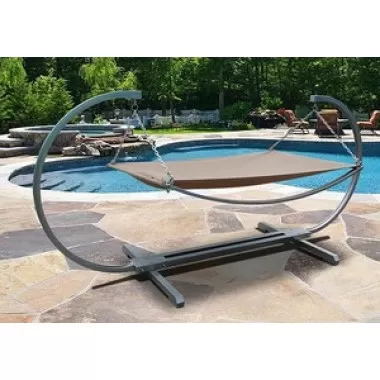 Vifah Modern Outdoor Steel Stand and Polyester Hammock Bed Set