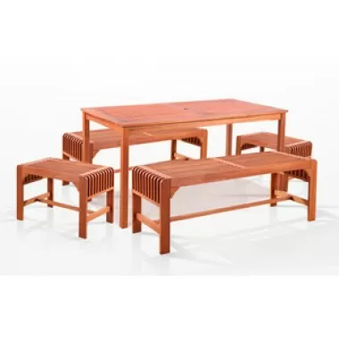 Vifah  5-Piece Two Set Backless Bench Dining Set 59" x 32"