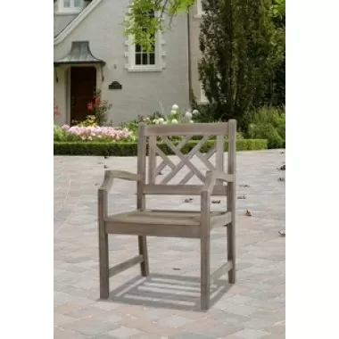 Vifah Modern Patio Renaissance Outdoor Hand-scraped Hardwood Armchair