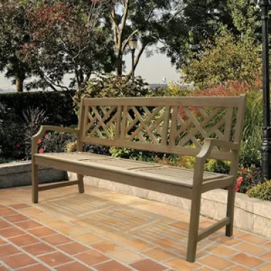 Vifah Modern Patio Renaissance Outdoor Hand-scraped Hardwood Bench