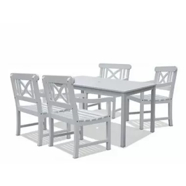 Vifah Modern Patio Bradley Rectangular Extension Table & Armchair Outdoor Wood Dining Set