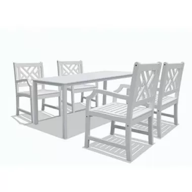 Vifah Modern Patio Bradley Rectangular Extension Table & Armchair Outdoor Wood Dining Set
