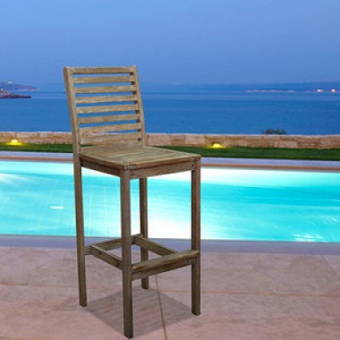 Vifah Modern Patio Renaissance Outdoor Hand-scraped Hardwood Bar Chair