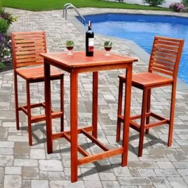 Vifah Modern Patio Dartmoor Bar Dining Set 1