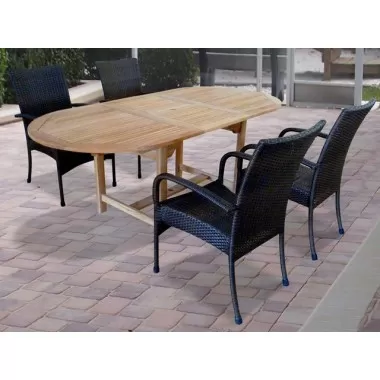 Vifah Modern Patio 5-piece Outdoor Dining Set With Oval Table and 4 Dining Chairs with Arms