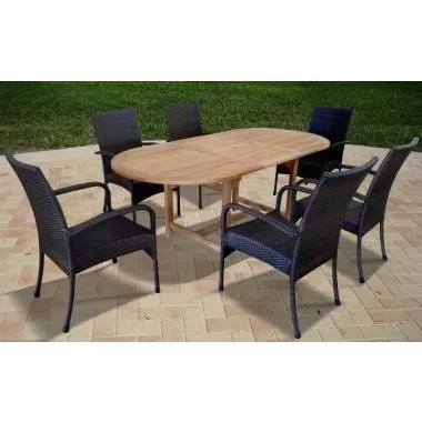 Vifah Modern Patio 7-piece Outdoor Dining Set With Oval Table and 6 Dining Chairs with Arms
