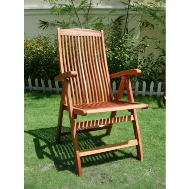 Vifah Modern Patio Outdoor Wood Folding Arm Chair with Multiple-Position Reclining Back