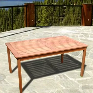 Vifah Modern Patio Outdoor Eucalyptus Wood Rectangular Table
