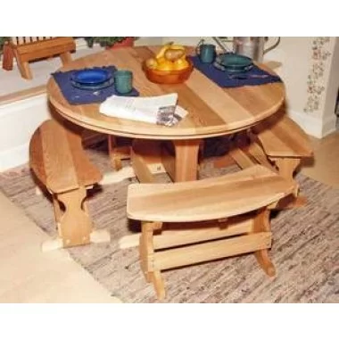 Creekvine Designs 35-Inch Cedar Round Trestle Dining Set