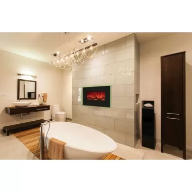 Amantii Enhanced 26" Electric Fireplace-36" x 23" Black Glass Surround