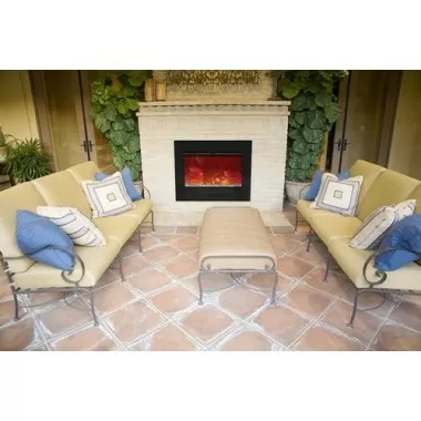 Amantii Electric Fireplace 30" Zero Clearance FLUSHMT Unit-32" x 26" Black Glass Surround