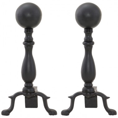 Mr. Bar-B-Q UniFlame® Black Wrought Iron Ball Andirons