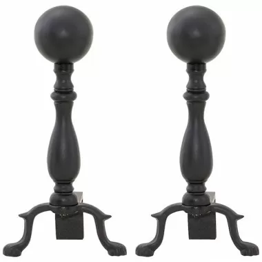 Mr. Bar-B-Q UniFlame® Black Wrought Iron Ball Andirons