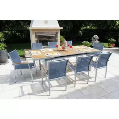 Galliano 9 Pc Dining Set with Sling in Neptum Fabric