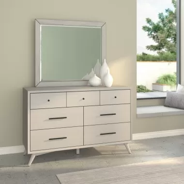 Alpine Furniture Flynn Mid Century Modern Mirror, Grey - Lifestyle