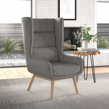 Manhattan Comfort Sampson Graphite and Natural Twill Accent Chair Outdoor