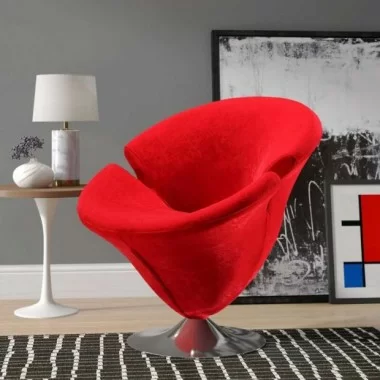 Manhattan Comfort Tulip Swivel Accent Chair in Multi Color Red