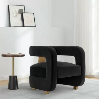Manhattan Comfort Modern Amirah Velvet Accent Chair In Black