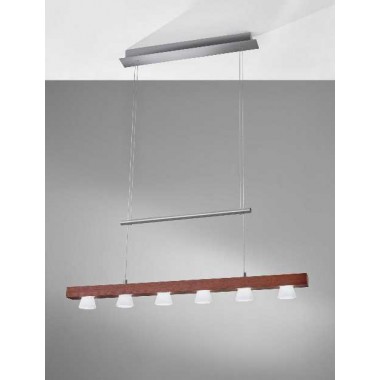 Burlington LED 6 Light Adjustable Pendant - Walnut Wood
